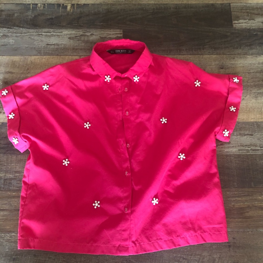 NWOT Zara cropped button down